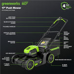 Load image into Gallery viewer, 60V 17" Brushless (Push) Mower + 60V (610 CFM) Brushless Blower, 4.0Ah Battery and 3A Charger