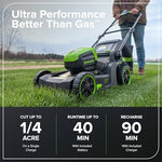 Load image into Gallery viewer, Greenworks 60V 17" Brushless Cordless Push Lawn Mower, 2-in-1 Mulching/Bagging, 4.0Ah Battery and 3A Charger(40min Runtime)
