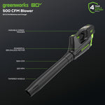 Load image into Gallery viewer, Greenworks 80V 21” Brushless (Push) Cordless Electric Lawn Mower + (500 CFM) Axial Leaf Blower + 13” String Trimmer (75+ Compatible Tools), (2) 2.0Ah Batteries and 30 Minute Rapid Charger