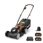 Load image into Gallery viewer, WORX 14" Cordless Lawn Mower, 2 in 1 Electric Mower Cuts Quietly, Compact & Lightweight Push Lawn Mower with 6-Position Height Adjustment for Small Yards, 2 Batteries & Charger Included, WG779
