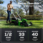 Load image into Gallery viewer, Greenworks 80V 21" Self-Propelled Cordless Lawn Mower – Brushless Motor, LED Lights, 4.0Ah Battery & Rapid Charger (75+ Compatible Tools)