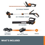 Load image into Gallery viewer, 20V 12'' Cordless String Trimmer, 360 CFM Leaf Blower & 22'' Hedge Trimmer Combo, 2 Batteries & Charger Included, WG931
