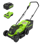 Load image into Gallery viewer, Greenworks 24V 13“ Brushless Cordless Lawn Mower with 4.0Ah Battery & Charger,Maintenance-Free Push Mower with 2-in-1 Mulch/Bag