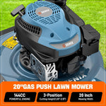 Load image into Gallery viewer, SENIX 20" Gas Lawn Mower, 144 cc Gas Powered Lawnmower, 4-Cycle Engine Walk-Behind Push Lawn Mowers, 3 Cutting Height, Lightweight,for Garden Yard