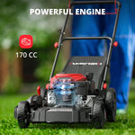 Load image into Gallery viewer, AMRISUN 21-Inch Self-Propelled Gas Lawn Mower for Large Yard, 170cc 4-Stroke Engine, 6-Position Adjustable Cutting Height, 3-in-1 Mulching, Side Discharge & Rear Bag for Garden Landscaping