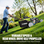 Load image into Gallery viewer, SENIX 201cc 22" 3-in-1 Gas Lawn Mower, Variable Speed Rear Wheel Self-Propelled Mower, Mulching, Bagging, Discharging, Foldable, 6 Cutting Height Adjustable, for Garden Yard
