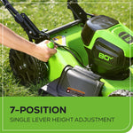 Load image into Gallery viewer, Greenworks 80V 21” Brushless (Push) Cordless Electric Lawn Mower + (500 CFM) Axial Leaf Blower + 13” String Trimmer (75+ Compatible Tools), (2) 2.0Ah Batteries and 30 Minute Rapid Charger