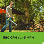 Load image into Gallery viewer, Greenworks 80V 21” Brushless (Self-Propelled) Cordless Electric Lawn Mower + (580 CFM) Axial Leaf Blower (75+ Compatible Tools), 4.0Ah Battery and 60 Minute Rapid Charger, Green and Black