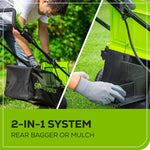 Load image into Gallery viewer, Greenworks 24V 13“ Brushless Cordless Lawn Mower with 4.0Ah Battery & Charger,Maintenance-Free Push Mower with 2-in-1 Mulch/Bag