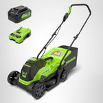 Load image into Gallery viewer, Greenworks 24V 13“ Brushless Cordless Lawn Mower with 4.0Ah Battery &amp; Charger,Maintenance-Free Push Mower with 2-in-1 Mulch/Bag