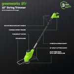 Load image into Gallery viewer, Greenworks 48V (24V x 2) 21" Brushless Self-Propelled Mower+12" String Trimmer+320CFM Blower,(2) 5.0Ah Batteries and 4A Dual Port Charger
