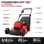 Load image into Gallery viewer, 21 Inch/40V Cordless Walk-Behind Lawn Mower，2-in-1 Mulching Bagging,6 Adjustable Cutting Height,Foldable, 2 Batteries &amp; Charger,Easy to Storge,for Garden, Patio, Lawn,Yard