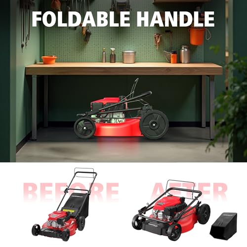 PowerSmart 21-Inch 3-in-1 Gas Self-Propelled Lawn Mower,170CC OHV Engine,Bagging/Mulching/Rear Discharging, 6 Cutting Heights, Durable Steel Deck, Rear-Wheel Drive, for Garden, Yard,