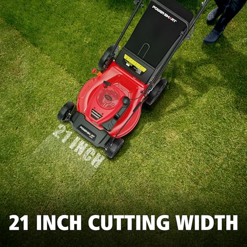 PowerSmart 21-Inch 3-in-1 Gas Self-Propelled Lawn Mower,170CC OHV Engine,Bagging/Mulching/Rear Discharging, 6 Cutting Heights, Durable Steel Deck, Rear-Wheel Drive, for Garden, Yard,