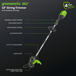 Load image into Gallery viewer, Greenworks 80V 21” Brushless (Push) Cordless Electric Lawn Mower + (500 CFM) Axial Leaf Blower + 13” String Trimmer (75+ Compatible Tools), (2) 2.0Ah Batteries and 30 Minute Rapid Charger