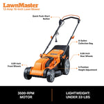 Load image into Gallery viewer, LawnMaster MEB1216K Electric Lawn Mower 16-Inch 12AMP