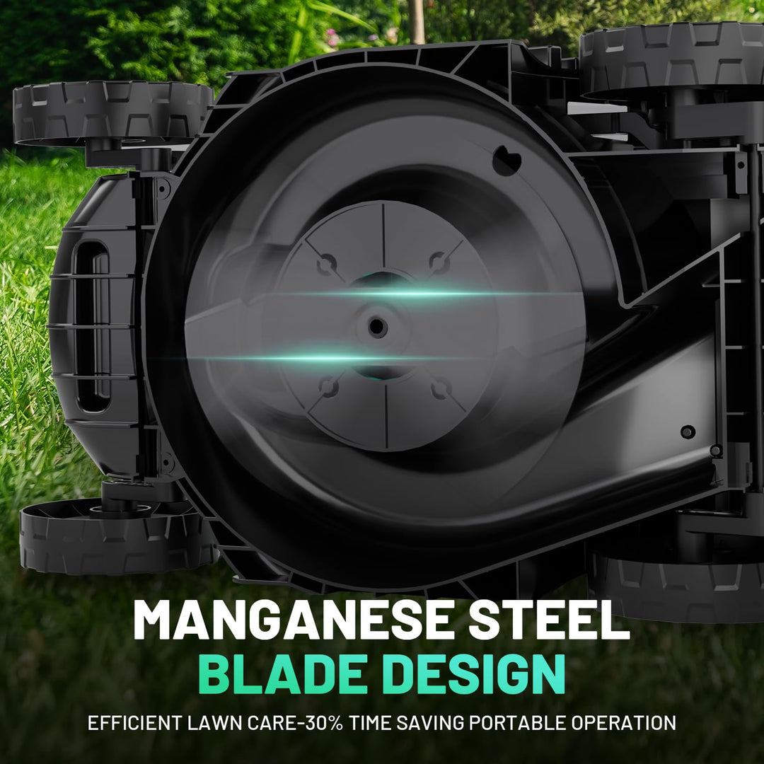 Litheli 20V 13" Cordless Lawn Mower, Electric Lawn Mowers for Garden, Yard and Farm, 5 Heights, with Brushless Motor, 4.0Ah Battery & Charger Included