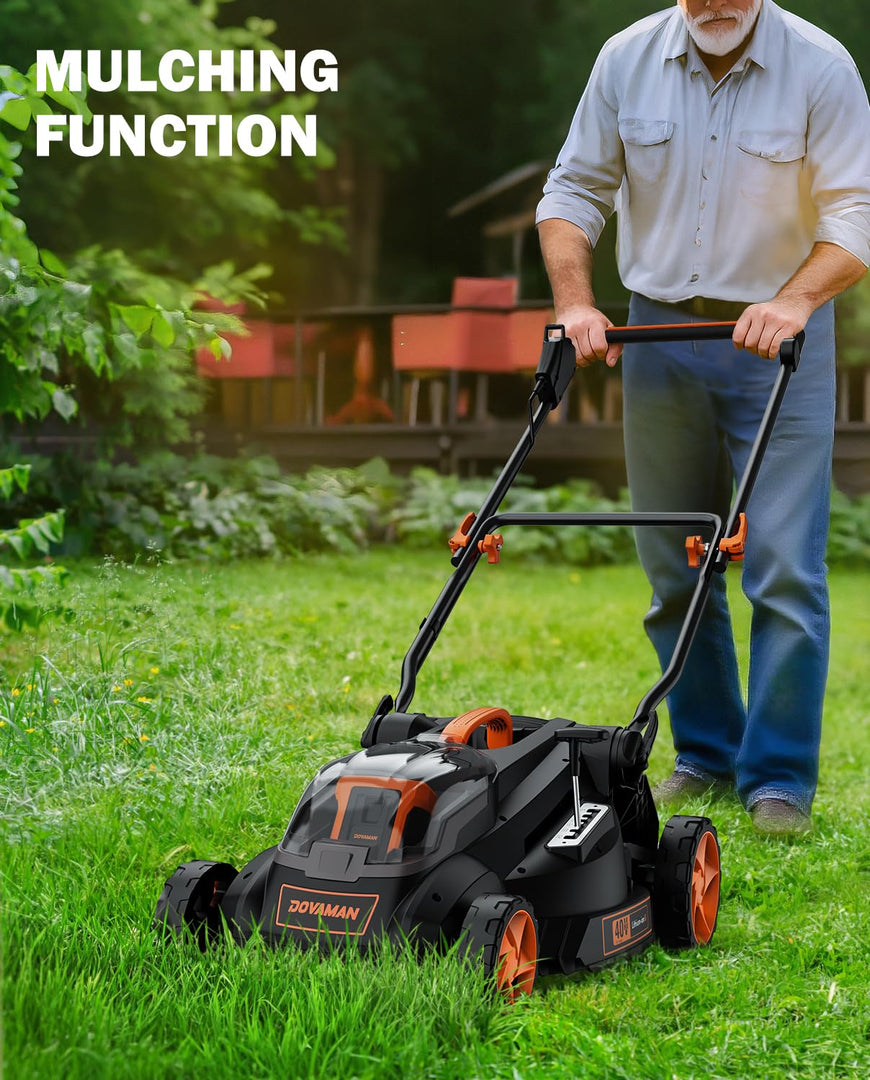 LD40A 19Inch Brushless Lawn Mower, 40V Powerful Cordless Lawn Mower, Effortless Single-Lever Height Adjustment, 3-Step Foldable Handle & Vertical Storage, 2-in-1 Mulching & Bagging
