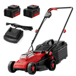 Load image into Gallery viewer, 20V 13" Electric Lawn Mower, Brushless Cordless Lawn Mower with 4-Position Height Adjustment, Walk-Behind Push Mowers with 8 Gallon Grass Bag, 2 x 4.0Ah Batteries &amp; Charger Included, LM13B8, Red