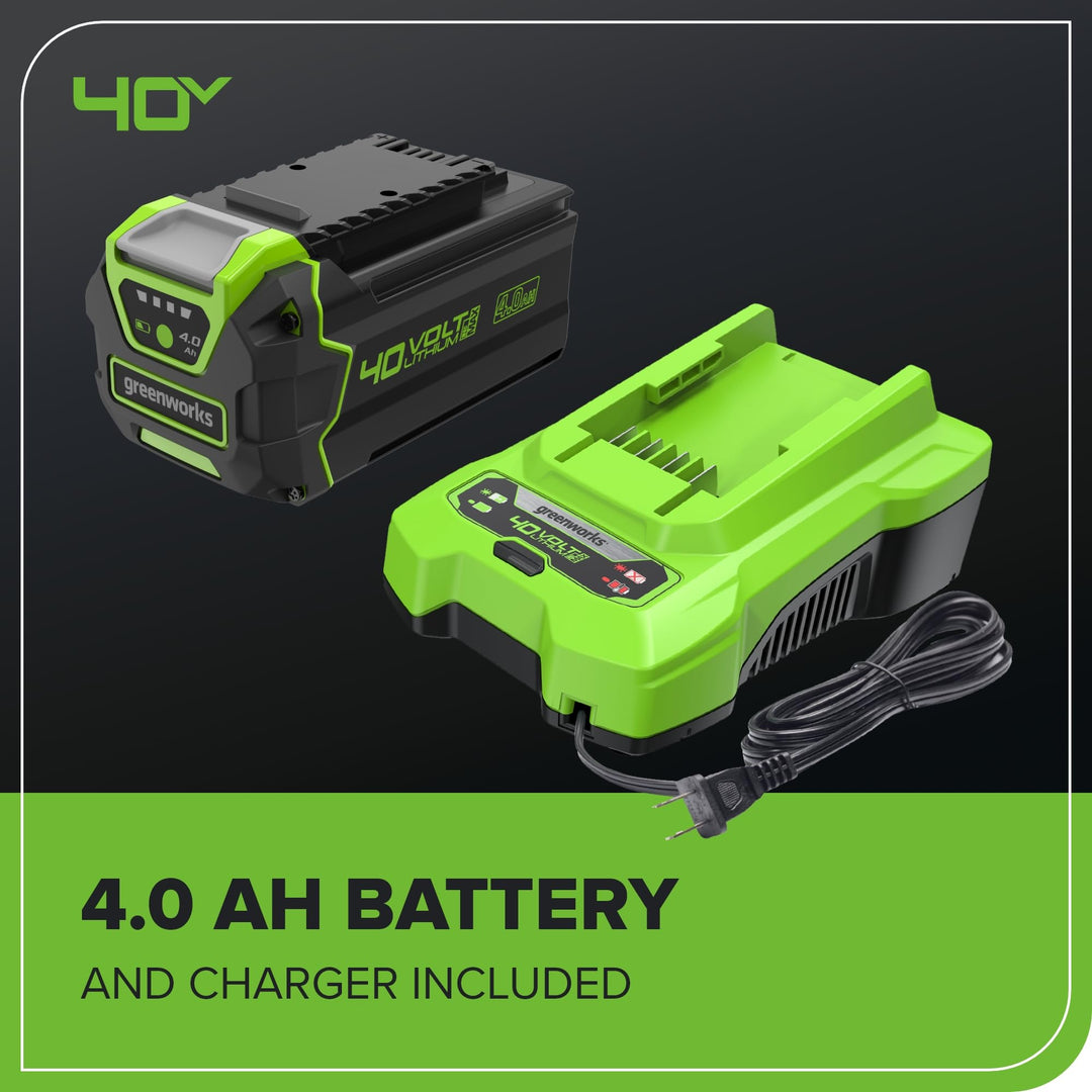 Greenworks 40V 17" Cordless Lawn Mower – Brushless Motor, 4.0Ah Battery & Charger (75+ Compatible Tools), 2-in-1 Mulch/Bag