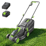 Load image into Gallery viewer, STEELITE 21V 13-Inch Brushless Cordless Lawn Mower, Electric Push Mower with 4.0Ah Battery &amp; Charger, 5-Level Height Adjustment, Mulching/Bagging, for Small Yard