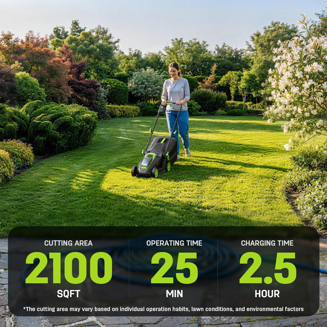 STEELITE 21V 13-Inch Brushless Cordless Lawn Mower, Electric Push Mower with 4.0Ah Battery & Charger, 5-Level Height Adjustment, Mulching/Bagging, for Small Yard