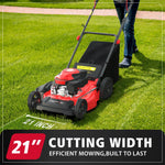 Load image into Gallery viewer, PowerSmart Gas Lawn Mower 21-Inch 144cc OHV Engine 3-in-1 Push Mower with Bagging