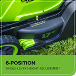 Load image into Gallery viewer, Greenworks 40V 17" Cordless Lawn Mower – Brushless Motor, 4.0Ah Battery &amp; Charger (75+ Compatible Tools), 2-in-1 Mulch/Bag