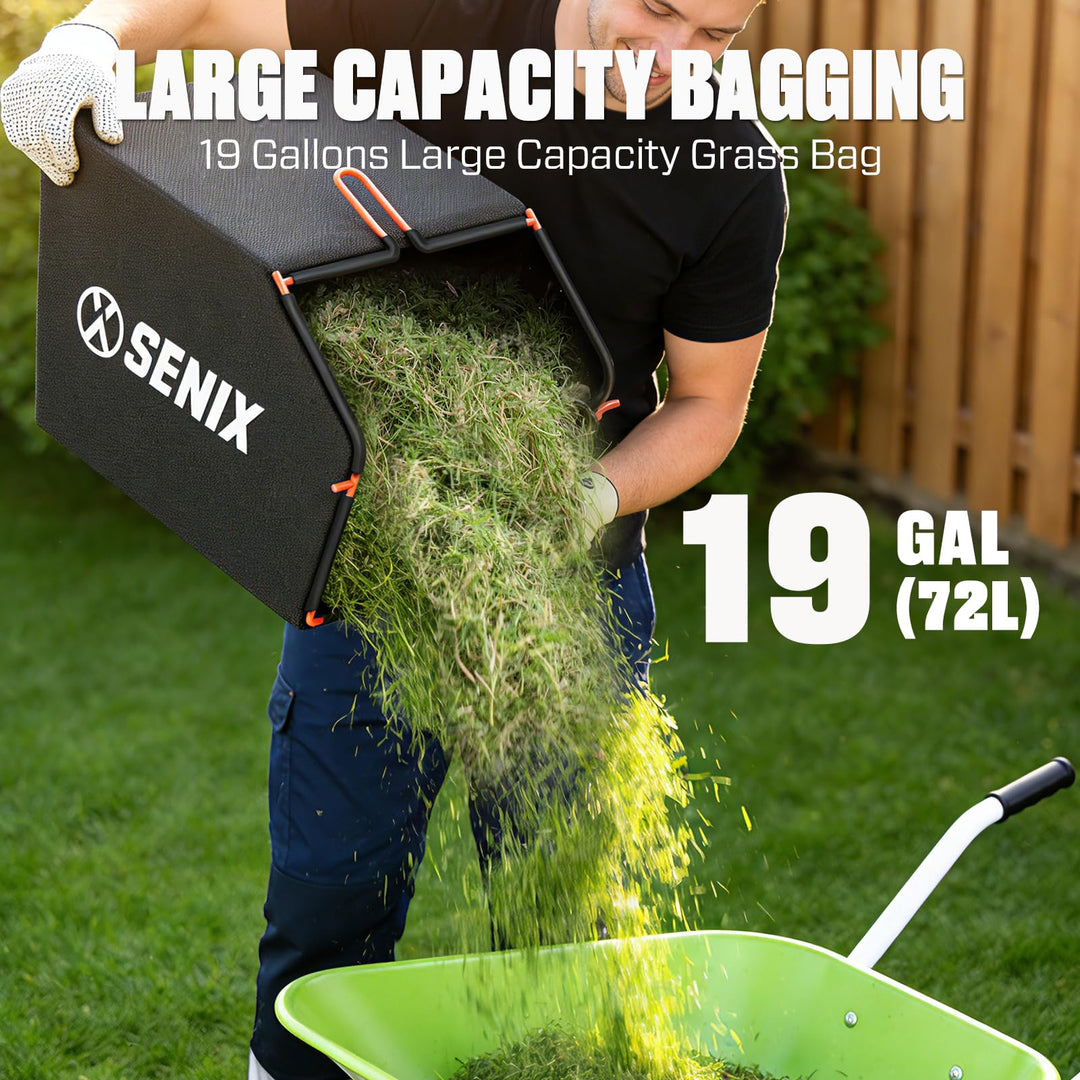 SENIX 201cc 22" 3-in-1 Gas Lawn Mower, Variable Speed Rear Wheel Self-Propelled Mower, Mulching, Bagging, Discharging, Foldable, 6 Cutting Height Adjustable, for Garden Yard