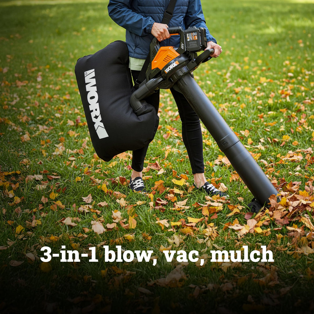 Cordless Leaf Blower, 3 in 1 Blowers for Lawn Care with Leaf Vacuum & Leaf Mulcher, Electric Blower with Brushless Motor & 2 Speed Control, Batteries & Charger Not Included, WG583.9