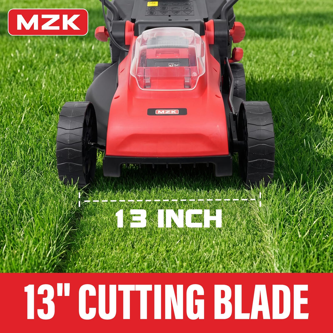 20V 13" Electric Lawn Mower, Brushless Cordless Lawn Mower with 4-Position Height Adjustment, Walk-Behind Push Mowers with 8 Gallon Grass Bag, 2 x 4.0Ah Batteries & Charger Included, LM13B8, Red
