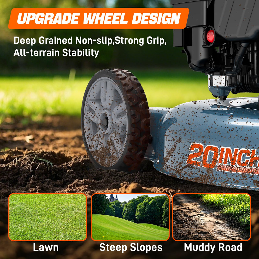 SENIX 20" Gas Lawn Mower, 144 cc Gas Powered Lawnmower, 4-Cycle Engine Walk-Behind Push Lawn Mowers, 3 Position Height Adjustment for Yard and Garden, cortadora de pasto